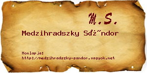 Medzihradszky Sándor névjegykártya